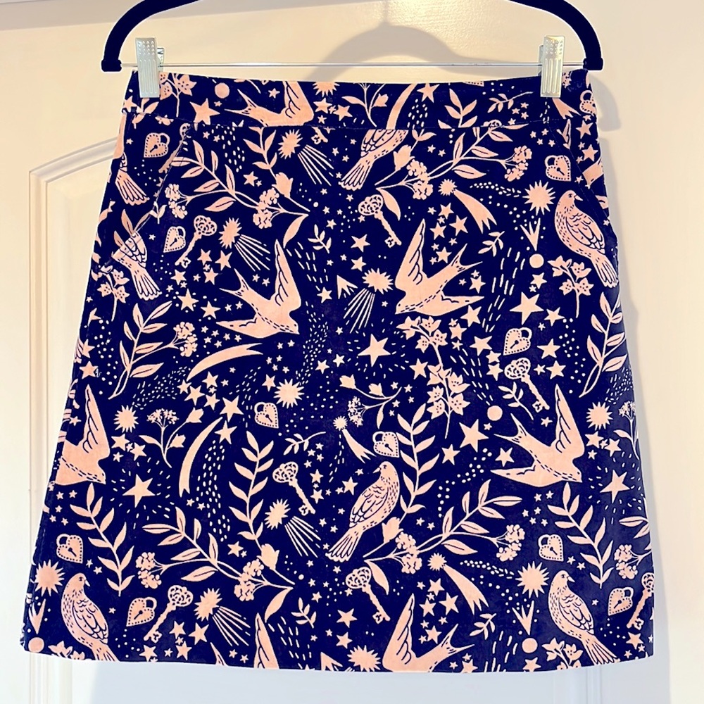 Boden Mini Velvet Skirt Navy Mystic Woodland